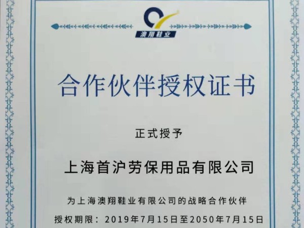 澳翔戰略合作伙伴授權證書